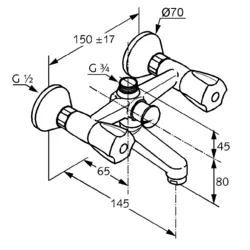 Bath Mixer Dimensions Photo