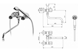 Bath mixer dimensions photo
