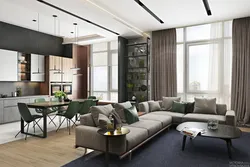 Kitchen Living Room Interior In Modern Style With One Window