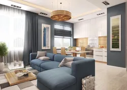 Kitchen Living Room Interior In Modern Style With One Window