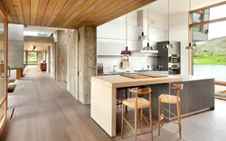 Wood kitchen in the interior