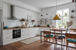 Wood kitchen in the interior