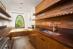 Wood kitchen in the interior