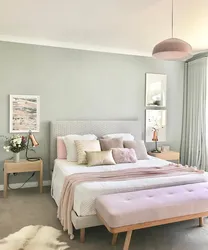 Pastel colors in the bedroom interior photo