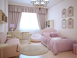 Pastel colors in the bedroom interior photo