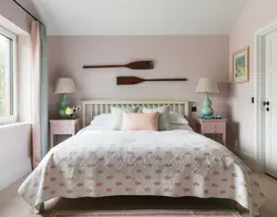 Pastel colors in the bedroom interior photo