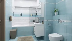 Bath design with white and blue tiles