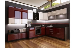 Dark red kitchen photo