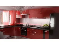Dark red kitchen photo