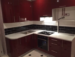 Dark red kitchen photo