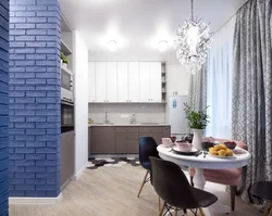 Blue kitchen design in Khrushchev