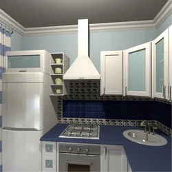 Blue kitchen design in Khrushchev