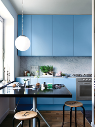 Blue Kitchen Design In Khrushchev