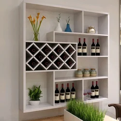 Shelves and cabinets in the kitchen design