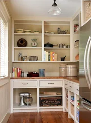 Shelves and cabinets in the kitchen design
