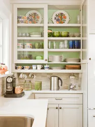 Design of shelves and cabinets in the kitchen photo