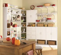 Design of shelves and cabinets in the kitchen photo
