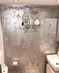 Marble plaster in the bath photo