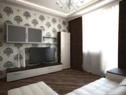 Обои в зал дизайн в квартире реальные фото 2023