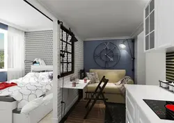 Mənzilin dizaynı 20 kv m bir pəncərə ilə