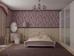 Wallpaper in the bedroom design photo