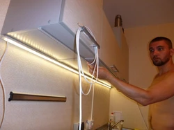 LED strip for the kitchen under cabinets how to connect photo