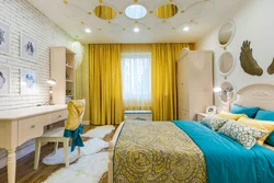 Bedroom yellow blue photo