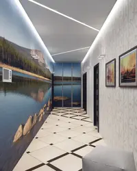 Wallpaper expanding the space in the hallway photo