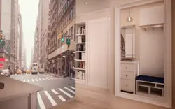 Koridor fotoşəkilində məkanı genişləndirən divar kağızı