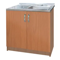 Overhead kitchen sink with cabinet photo