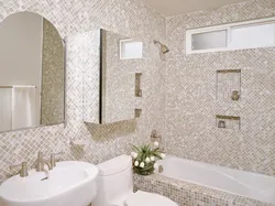 Bathroom design for small bathtub with mosaic tiles