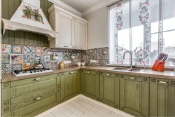 Provence style tiles for the kitchen on the apron photo