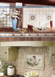 Provence style tiles for the kitchen on the apron photo