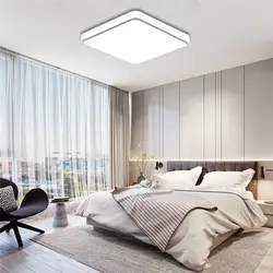 Lighting in the bedroom with suspended ceilings photo