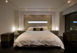 Lighting in the bedroom with suspended ceilings photo