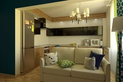 Kitchen living room with sofa photo in real