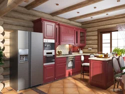 Kitchen design in a timber house with one window