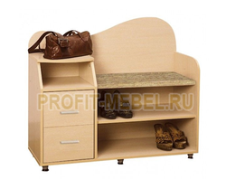 Shoe rack in the hallway with a seat and shelf photo