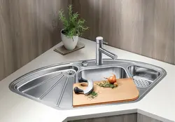 Corner kitchen sink with cabinet photo