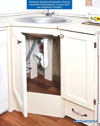 Corner kitchen sink with cabinet photo