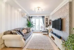 Design of a rectangular hall in an apartment with a balcony