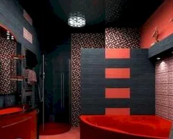 Интерьер ванной черный потолок