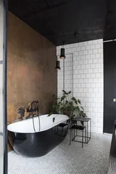 Bathroom interior black ceiling