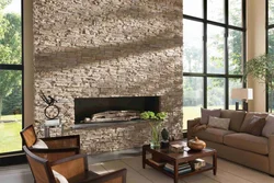 Stone wall design living room