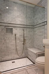 Shower Cabin Made Of Tiles Design In The Apartment