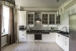 Kitchen design with dark window
