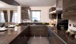 Kitchen design with dark window