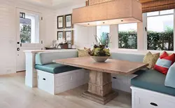 Large table in the kitchen interior