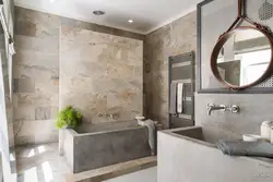 Beton fotoşəkildə vanna otağı dizaynı