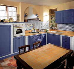 Blue kitchen tile design
